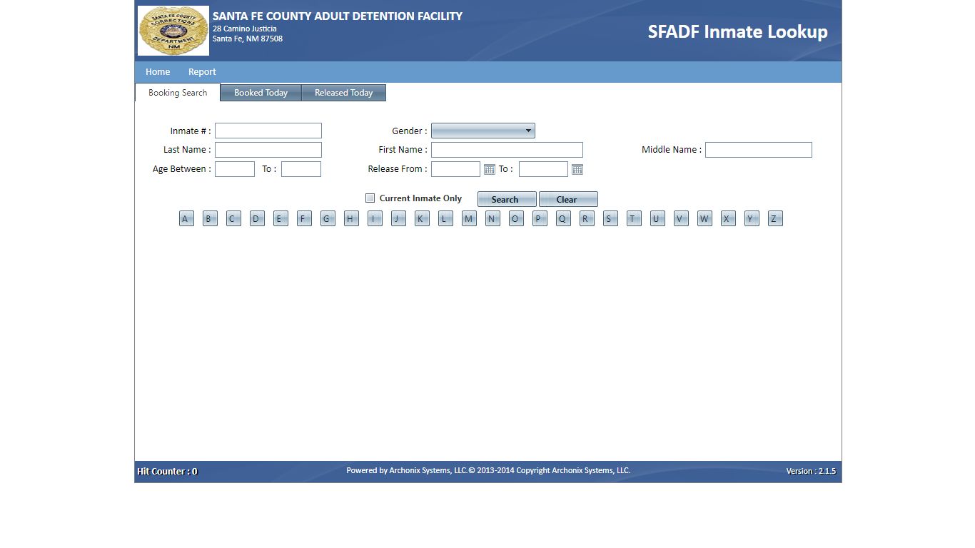 SFADF Inmate Lookup - Archonix XJail Public