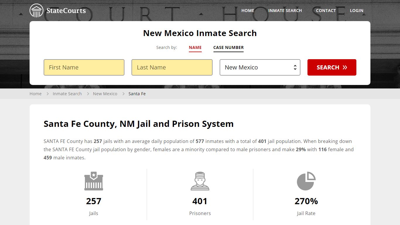 Santa Fe County, NM Inmate Search - StateCourts